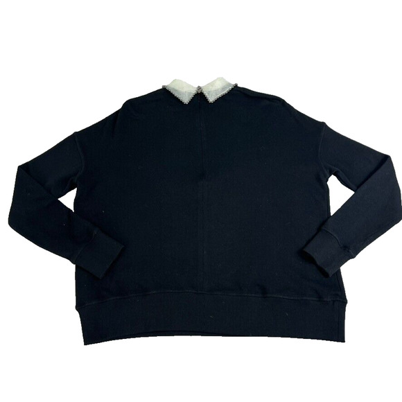 The Kooples Sweater Womens 2 Black Cream Beaded Collar Lace Detail - Picture 3 of 9